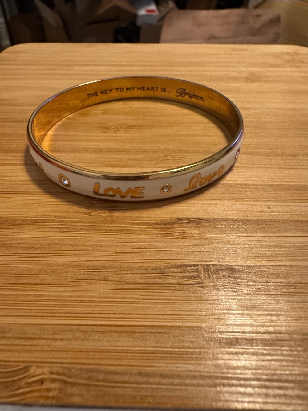 Brighton Gold and White 'Love' Enamel Bracelet
